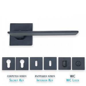 IVENTO Дръжка за интериорна и екстериорна врата, черно